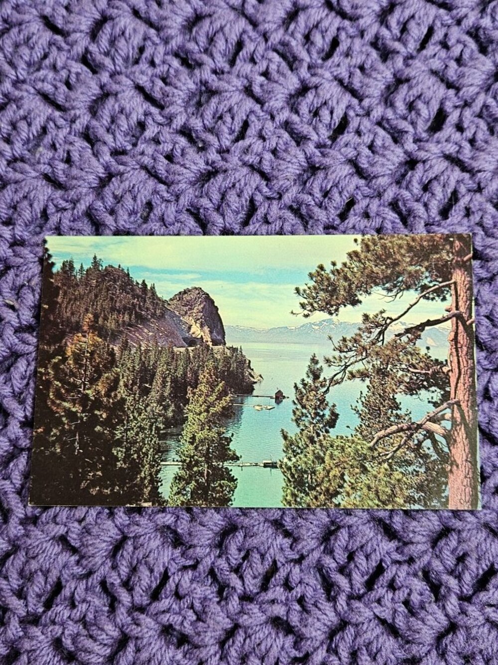 Cave Rock and The Cross of Mt Tallac Beautiful Mile High Lake Tahoe Postcard